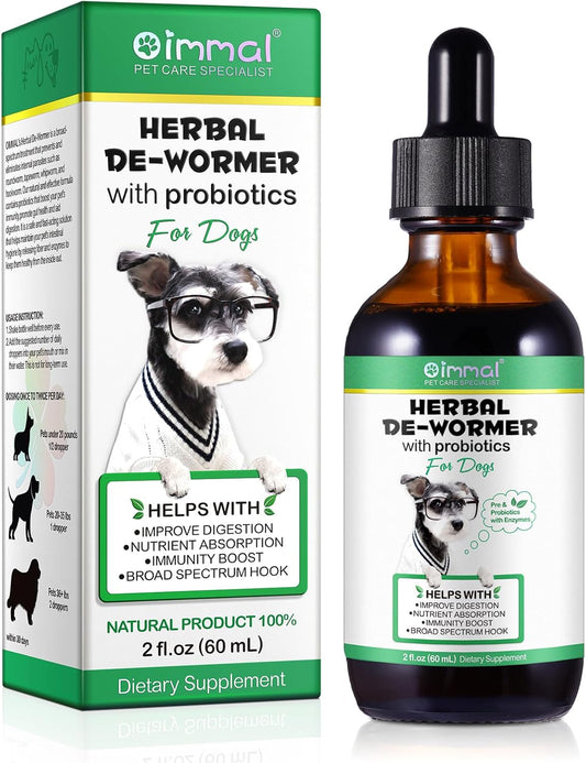 Natural Broad Spectrum Treatment for All Dogs, Herbal Cleanse, Digestive Support for All Breeds, Gut Health, Supplement Drops Enhanced with Probiotics for Puppy & Peros, Supplement Drops