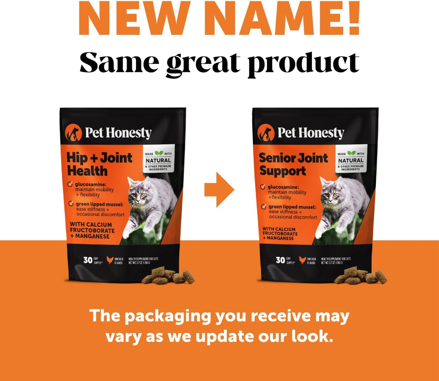 Cat Hip + Joint Health Chews – Crunchy & Creamy Cat Joint Support Supplement - Glucosamine, Chondroitin & Omega-3s – Supports Mobility, Flexibility & Comfort for Indoor & Outdoor Cats (Chicken 30-Day)