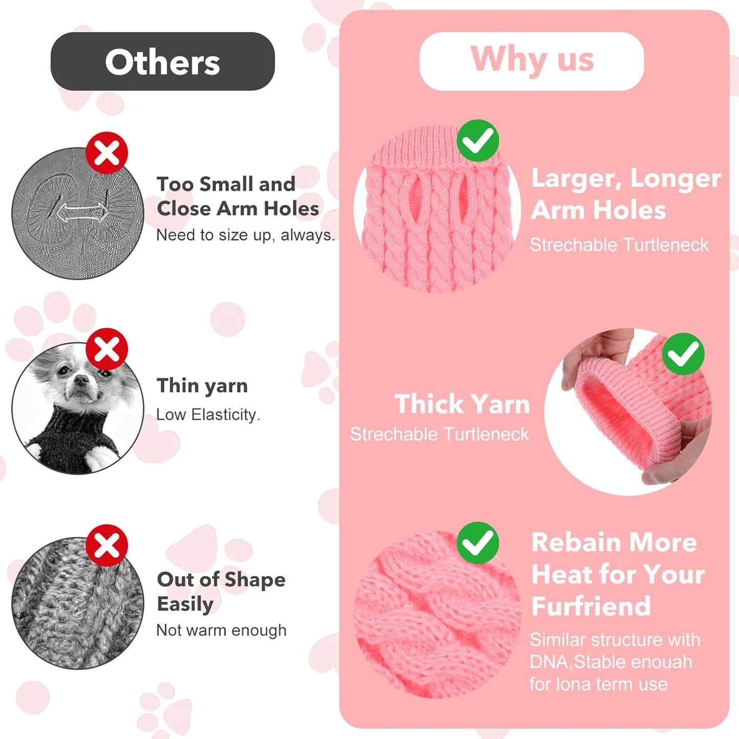 2 Pack Dog Sweaters for Medium Dogs, Soft Knitted Puppy Sweater Pet Warm Clothes in Winter Cold Weather Pullover Design Medium Dog Sweater for Boy Girl Dogs Cats (Grey, Pink)