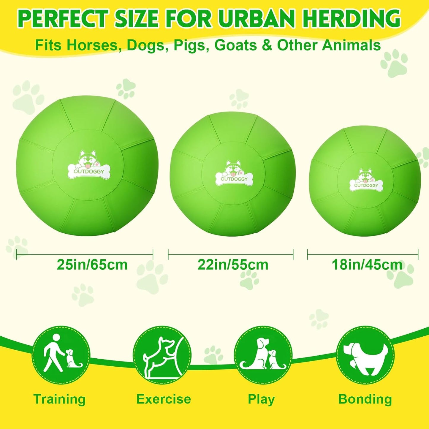 Herding Ball for Dogs 18 Inch - Dual-Layer Heavy Duty Herding Ball for Australian Shepherds, Border Collies & Corgis | Outdoor Herding Toy for Small/Medium Dogs - Backyard Training and Play - Green