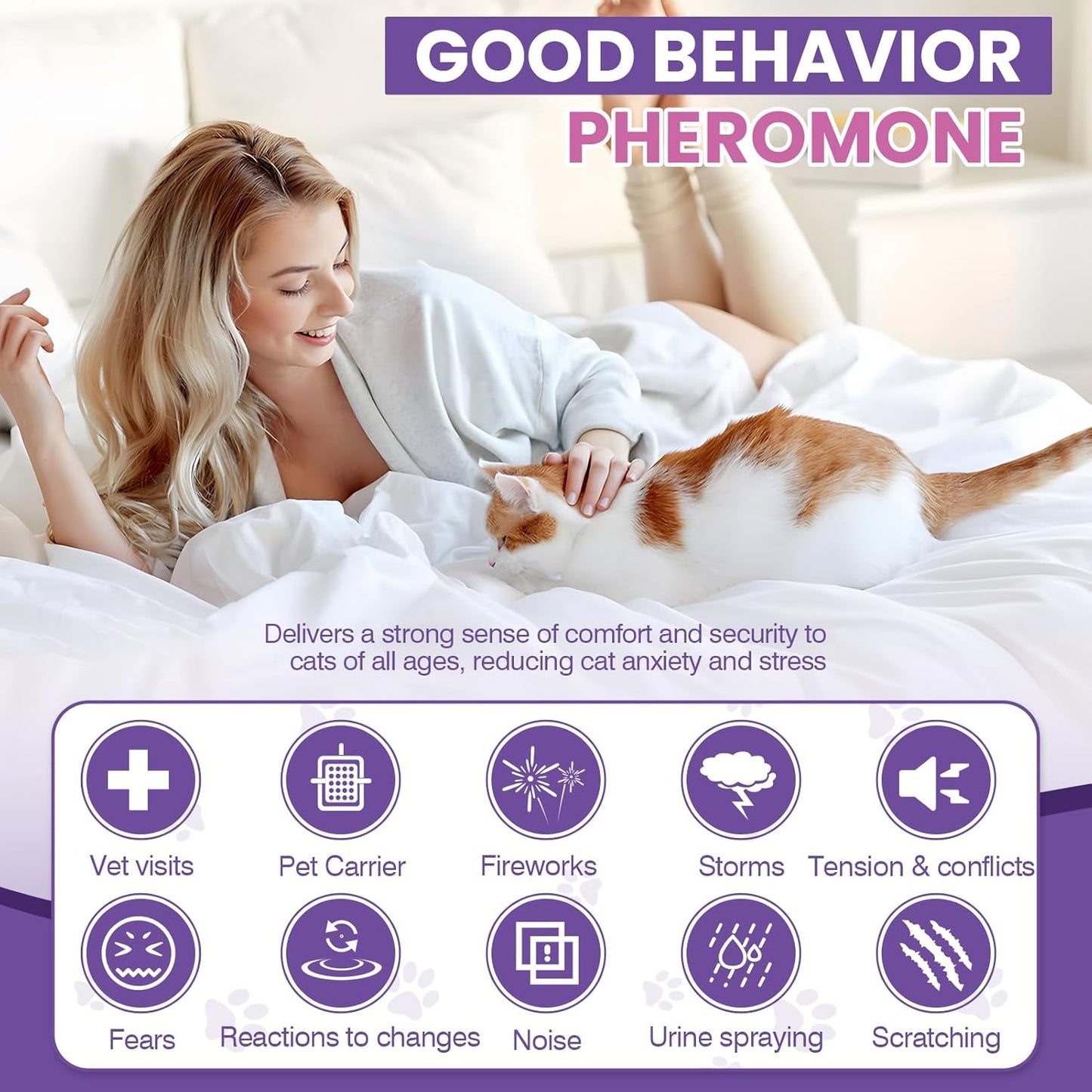 Cat Calming Diffuser Refill 6 Packs, Pheromones Calming Diffuser Refills for Stress and Anxiety Relief, Kitten Relaxants Behavior Control Anti Aggression for Cats