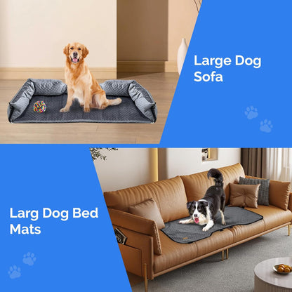 Large Dog Car Back Seat for 100lbs Dogs Pet Bed Car Seat Fully Detachable Washable Travel Safety with Storage Pocket Grey