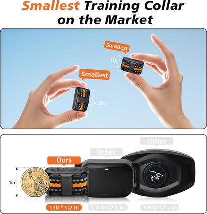 Tiniest Cat Shock Collar, Lightest Cat Training Collar with Remote for Small Cats 5-15lbs & Medium Large Cats/Puppies, Waterproof, Rechargeable, 1300ft Range（Orange）