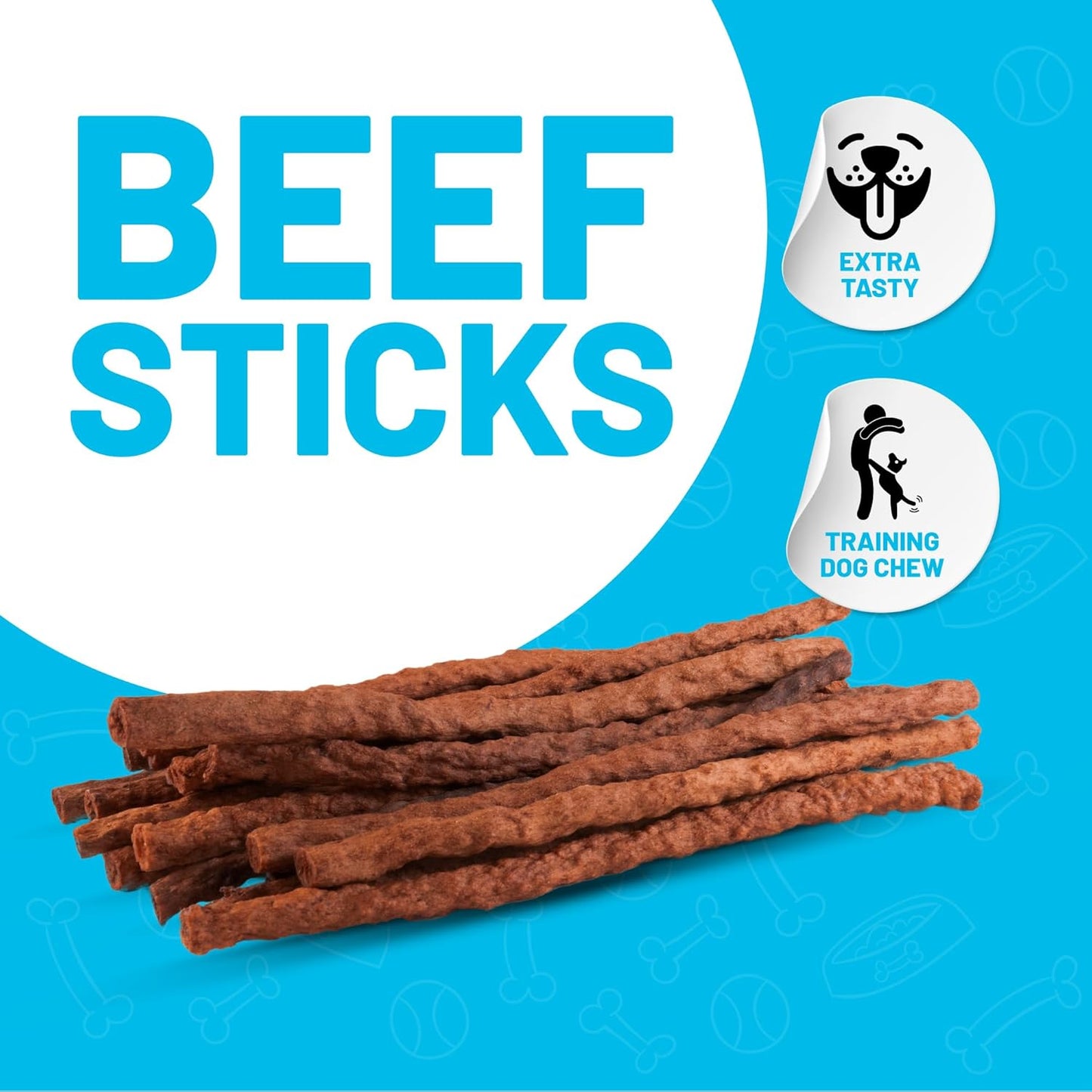 Sitka Farms Beef Sticks - 10 Inch Dog Chews, All Natural Beef Flavor - 50 Count, Premium Crunchy Munchy Sticks with Bully, Collagen and Gelatin