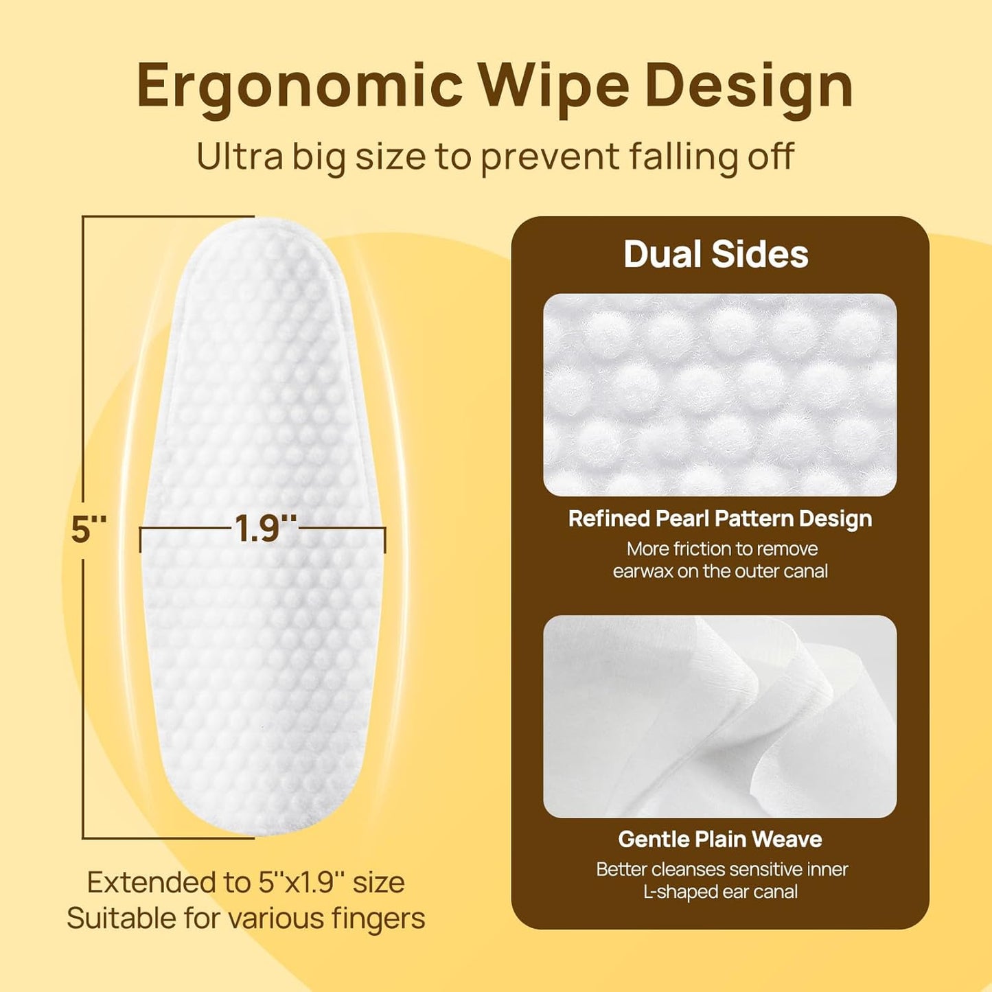 HICC PET Ear Cleaner Finger Wipes for Dogs & Cats, Vet-Recommended Dog Ear Infection Treatment to Relief Itching & Inflammation, Remove Wax, Dirt & Stop Smelly, Non-Irritating, 50ct(Coconut Scent)