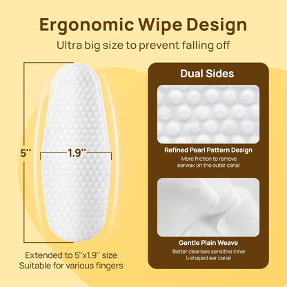 HICC PET Ear Cleaner Finger Wipes for Dogs & Cats, Vet-Recommended Dog Ear Infection Treatment to Relief Itching & Inflammation, Remove Wax, Dirt & Stop Smelly, Non-Irritating, 50ct(Coconut Scent)