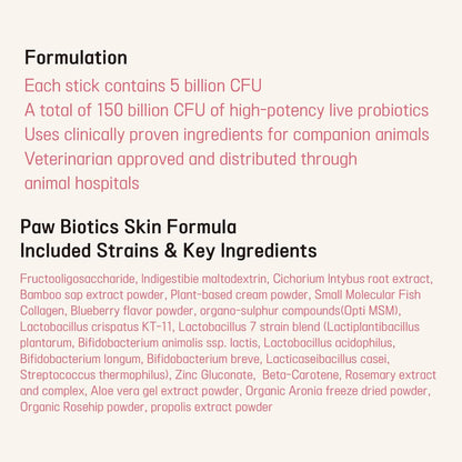 Pawbiotics Skin & Coat Probiotic Powder for Dogs (2.1 oz, 30 Sticks) – with KT-11 Postbiotic, Collagen & Hyaluronic Acid – Supports Gut, Immune & Skin Health – Natural Blueberry Flavor, Made in Korea