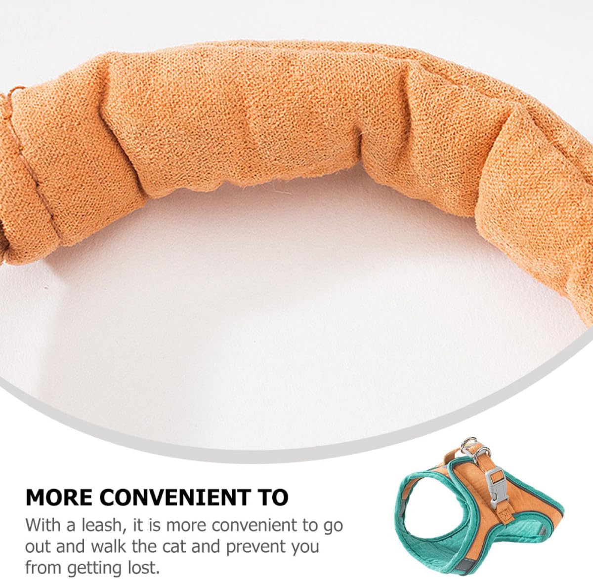 Cat Harness Leash Set Adjustable Reflective Vest Soft Breathable Pet Cat Pulling Strap for Outdoor Walking and Travel, Medium Orange-Green