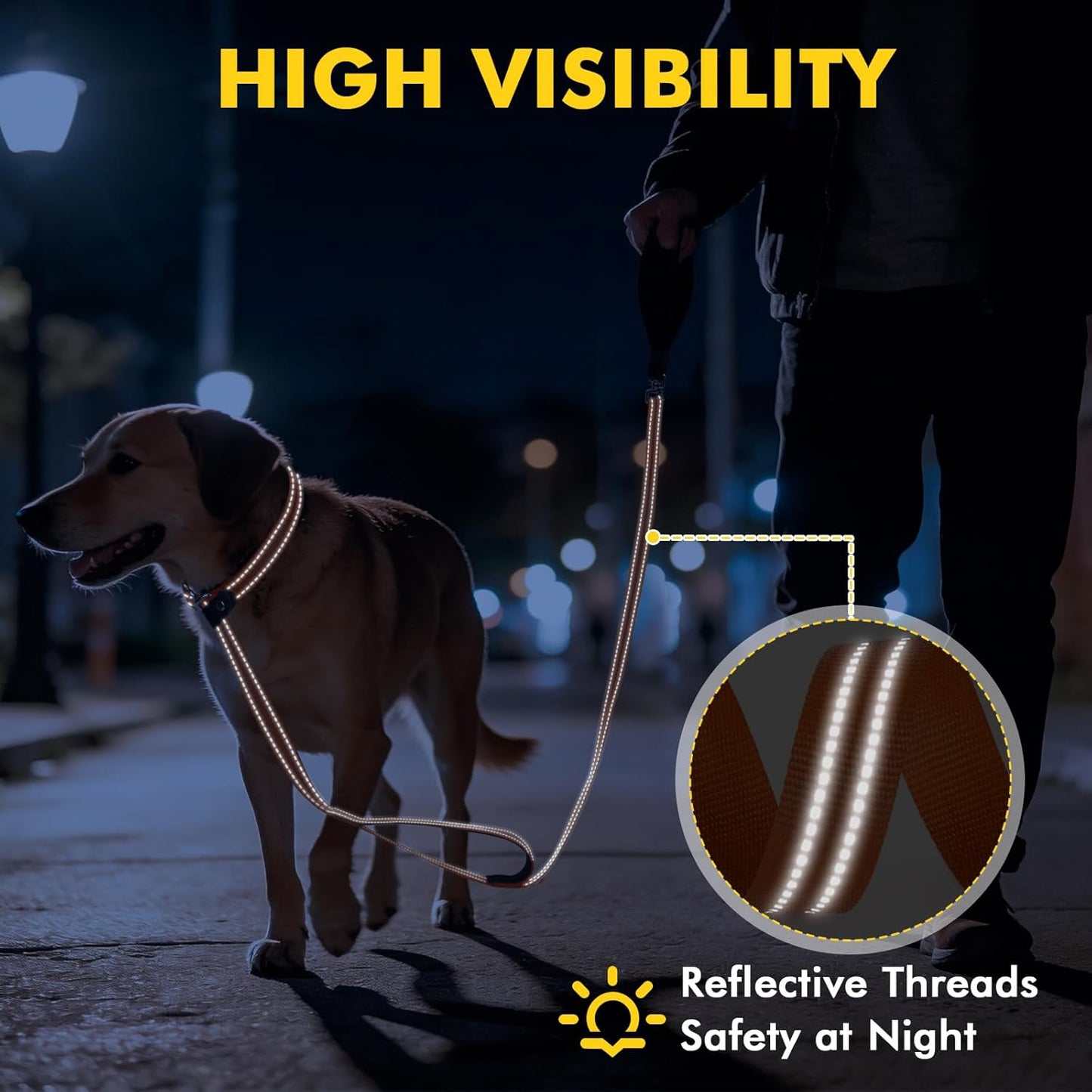 XiaZ Slip Lead Dog Leash, 6 FT Flat Rope Slip Leash with Double Handles and Collar Attachment, No Pull Pet Training Lead with Highly Reflective for Small Medium Large Dogs Orange