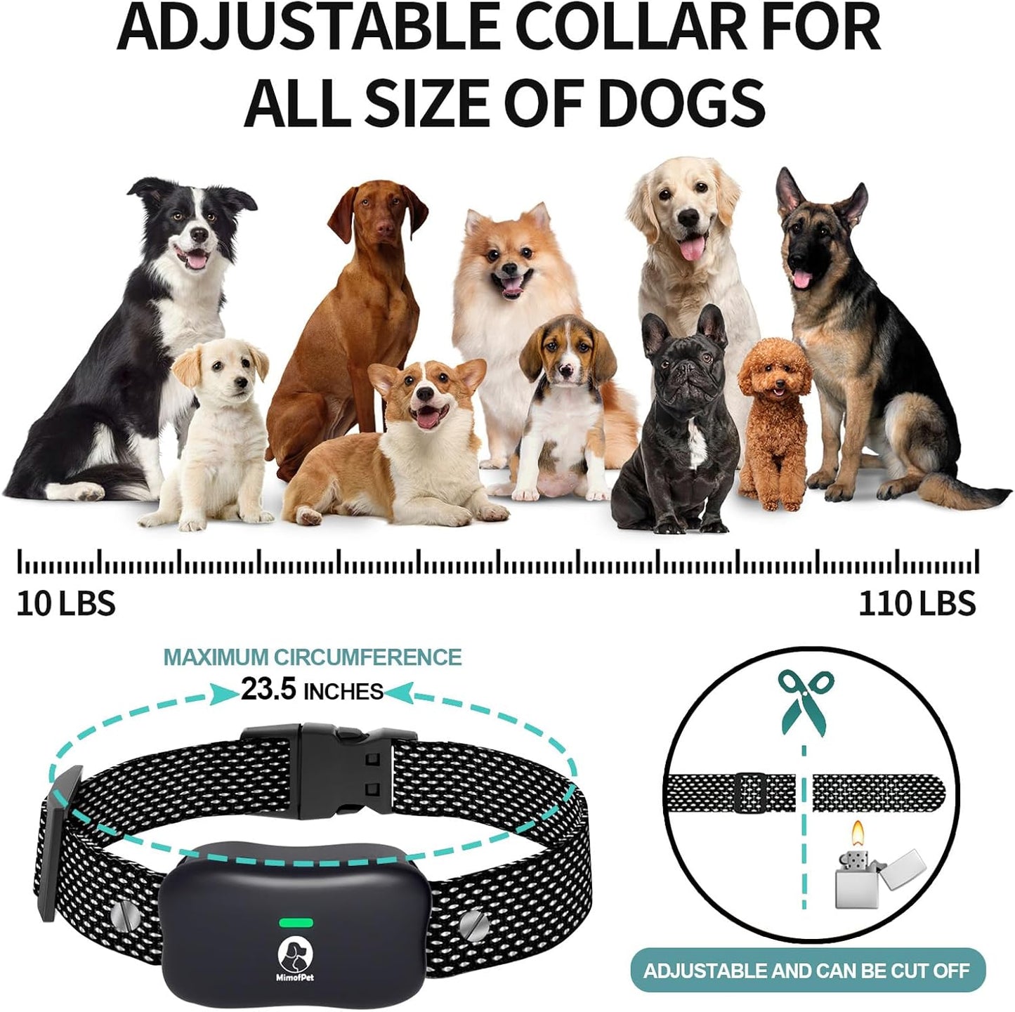 MIMOFPET Wireless Dog Fence System for 2 Dogs - Up to 3500ft Adjustable Electric Fence,Waterproof Training Collar Rechargeable,Pet Containment System for Large Medium Dogs