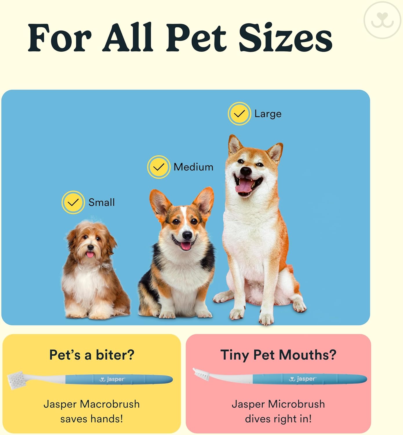 Jasper Dog Toothbrush, 360 Dog Tooth Brushing Kit, Finger Toothbrush, Cat Tooth Brush, Teeth Cleaning, Pet Tooth Brush for Small & Large Pets, Pet Toothpaste Not Included, 2-Pack Blue