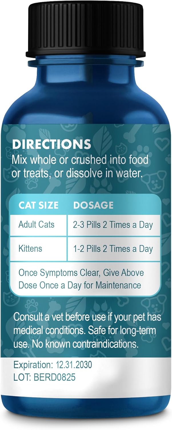 Cat Respiratory Comfort Supplement - Natural Breathe Easy Feline Support for All Seasons, Coughing, Occasional Nasal Stuffiness and Sneezing - 400 Odorless, Easy-to-Administer Tasteless Pills