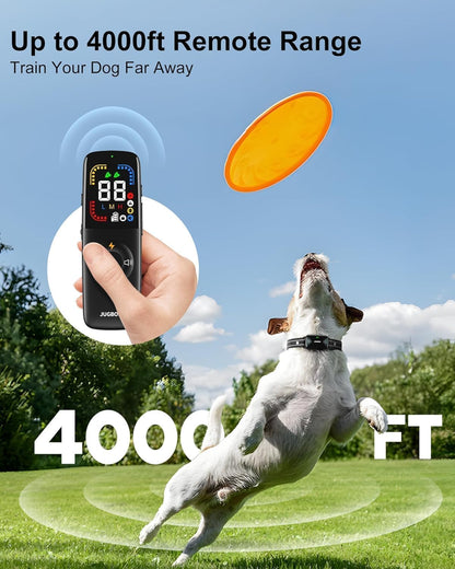 Jugbow Dog Skock Collar woth Remote - 4000FT Dog Training Collar with 4 Training Modes, IPX7 Waterproof E-Collar with Security Lock, Rechargeable e-Collars for Large Medium Small Dogs 10-120lbs