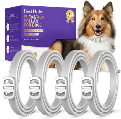 Flea and Tick Collar for Dogs 4 Packs,Dog Collars with Natural Essential Oils,Waterproof, Adjustable for Small Medium Large Dogs,Safe for Puppies