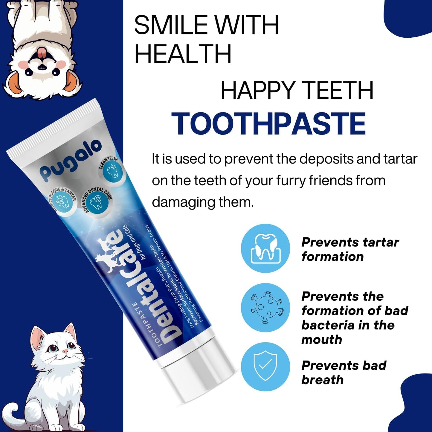 Dog & Cat Enzymatic Toothpaste, 100ml (3.4 fl oz) – Vanilla Flavor, Reduces Plaque & Tartar, Safe for Daily Pet Dental Care