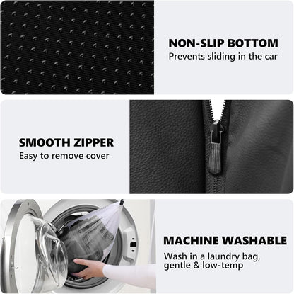 Backseat Dog Bed, Dog Bed for Car Back Seat, 4in Thick PU Leather Pet Bed for Backseat Extender – Waterproof, Scratch-Proof, Non-Slip, Removable & Washable for SUVs, Sedans & Trucks (51"x23.5", Black)