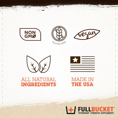 FullBucket Equine Probiotic Pellets with Saccharomyces boulardii for Horses Under Stress or for Horses with Digestive Issues - 25 Billion CFUs - 30 Servings