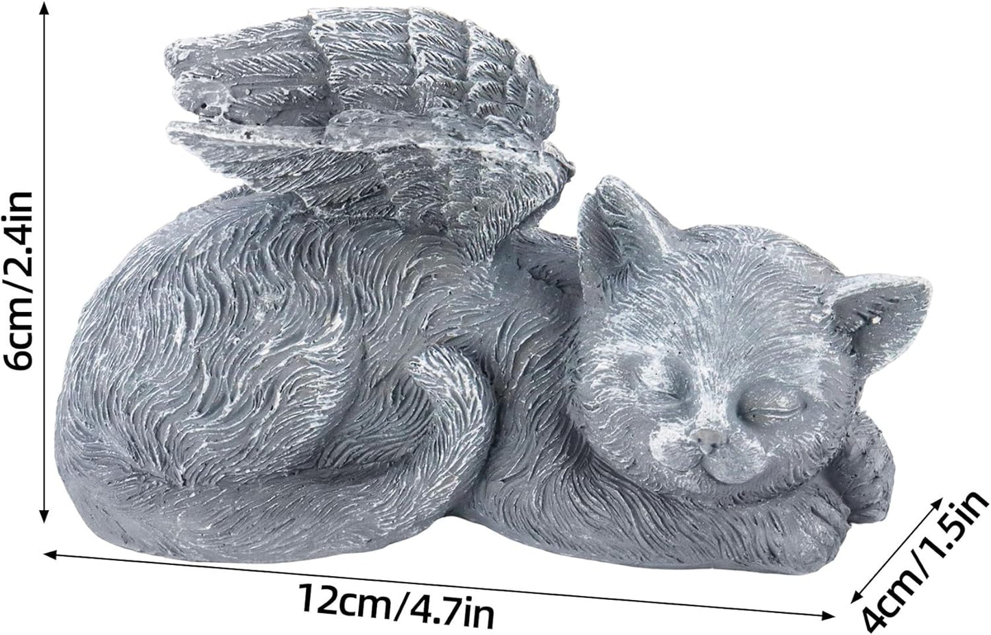 Small Angel Cat Memorial Stones Statue 4.7x1.5x2.4in, Peaceful Sleeping Cat Angel Statue for Garden, Pet Grave Markers, Loss of Pet Sympathy Gift (Gray)