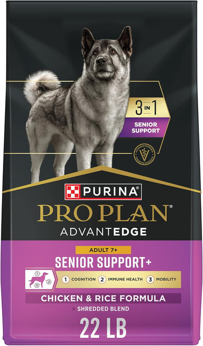 Purina Pro Plan AdvantEDGE Senior Support Plus Shredded Blend Chicken and Rice Formula Dry Dog Food - 22 lb Bag