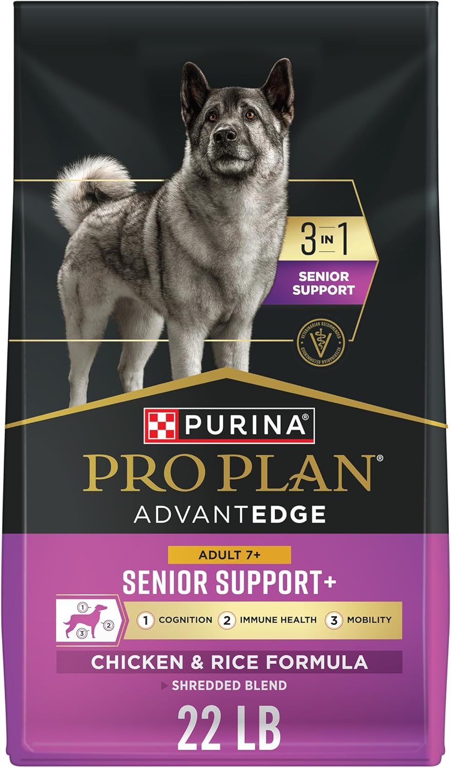 Purina Pro Plan AdvantEDGE Senior Support Plus Shredded Blend Chicken and Rice Formula Dry Dog Food - 22 lb Bag