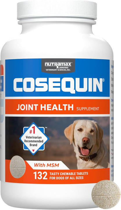 Nutramax Cosequin for Dogs Joint Health Supplement, Contains Glucosamine for Dogs, Plus Chondroitin and MSM, Supports Healthy Joints, For All Breeds and Sizes, Chewable Tablets, 132 Count