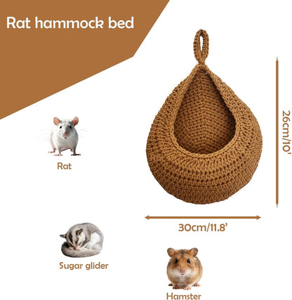 Small Pet Hammock Bed for Rats, Sugar Gliders, Rat Toys Soft Hanging Sleeping Hideout for Cage, Washable Comfortable Nest as Rat Cage Accessories