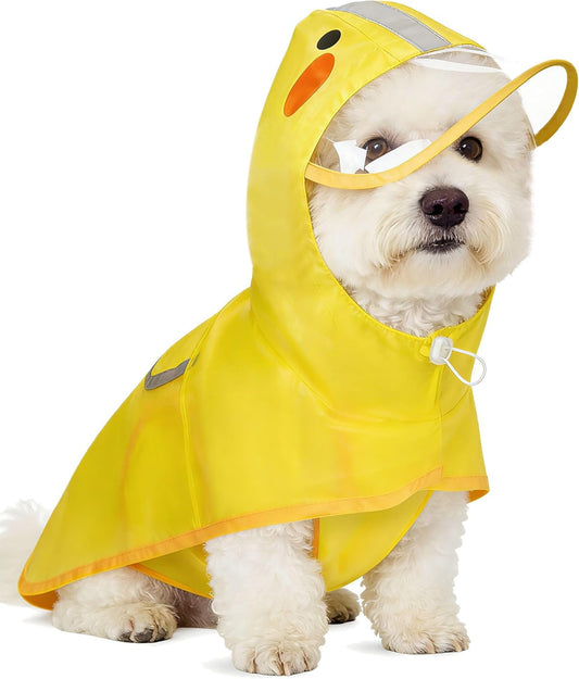 Dog Raincoat,Adjustable Waterproof Cloak Pet Hooded Raincoat Jacket,Cute Yellow Duck Poncho for Pet,M