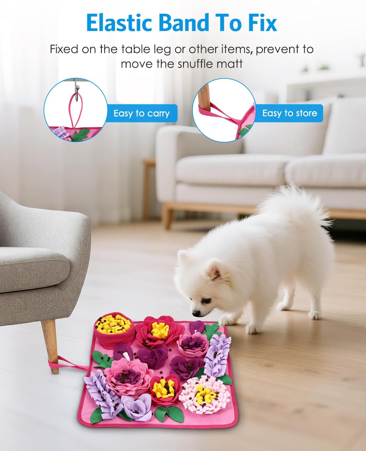 Snuffle Mat for Dogs, AMIR Dog Snuffle Mat, Slow Feeding Sniff Mat for Dogs Encourages Foraging Skills, Reduces Stress, and Aids in Training