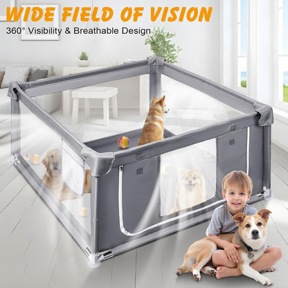 48x48x26 Inch Dog Playpen for Puppies and Small Dogs, Foldable Portable Indoor/Outdoor Pet Fence with Gate,Dog Play Enclosure
