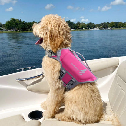 VIVAGLORY High Buoyancy Dog Life Vest, Swimming Vest with Handle, Dog Life Jacket for Swimming & Boating, Buoyancy for Puppy Doggy, S, Pink