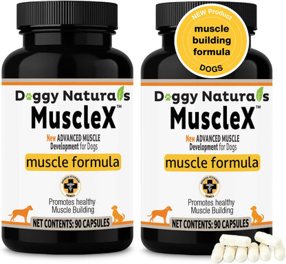 MuscleX™ Canine Muscle Formula Dogs with CaHMB 500 mg and Vitamin D3 - Natural Muscl Building Formula - Helps Reduce Muscle Loss Due to Normal Aging and Improves Recovery from Injury (180 Capsules)