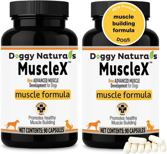 MuscleX™ Canine Muscle Formula Dogs with CaHMB 500 mg and Vitamin D3 - Natural Muscl Building Formula - Helps Reduce Muscle Loss Due to Normal Aging and Improves Recovery from Injury (180 Capsules)