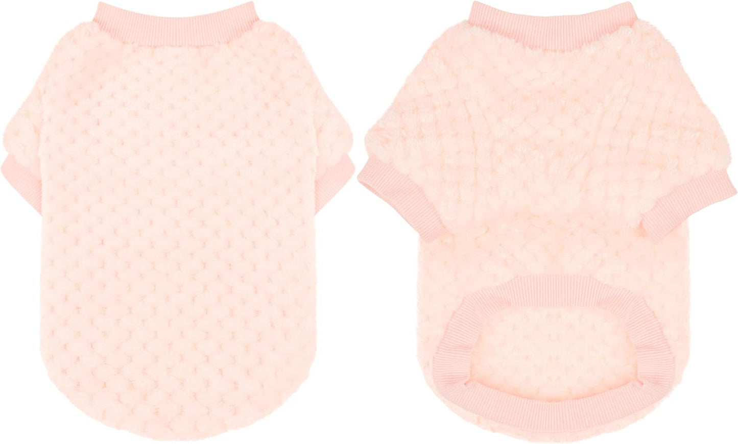 Fuzzy Pineapple Grid Dog Sweater - Ultra Soft & Warm Winter Pet Apparel, Fluffy Textured Knit for Small, Medium Dogs and Cats, Cozy Pullover Dog Coat for Cold Weather.Pink S