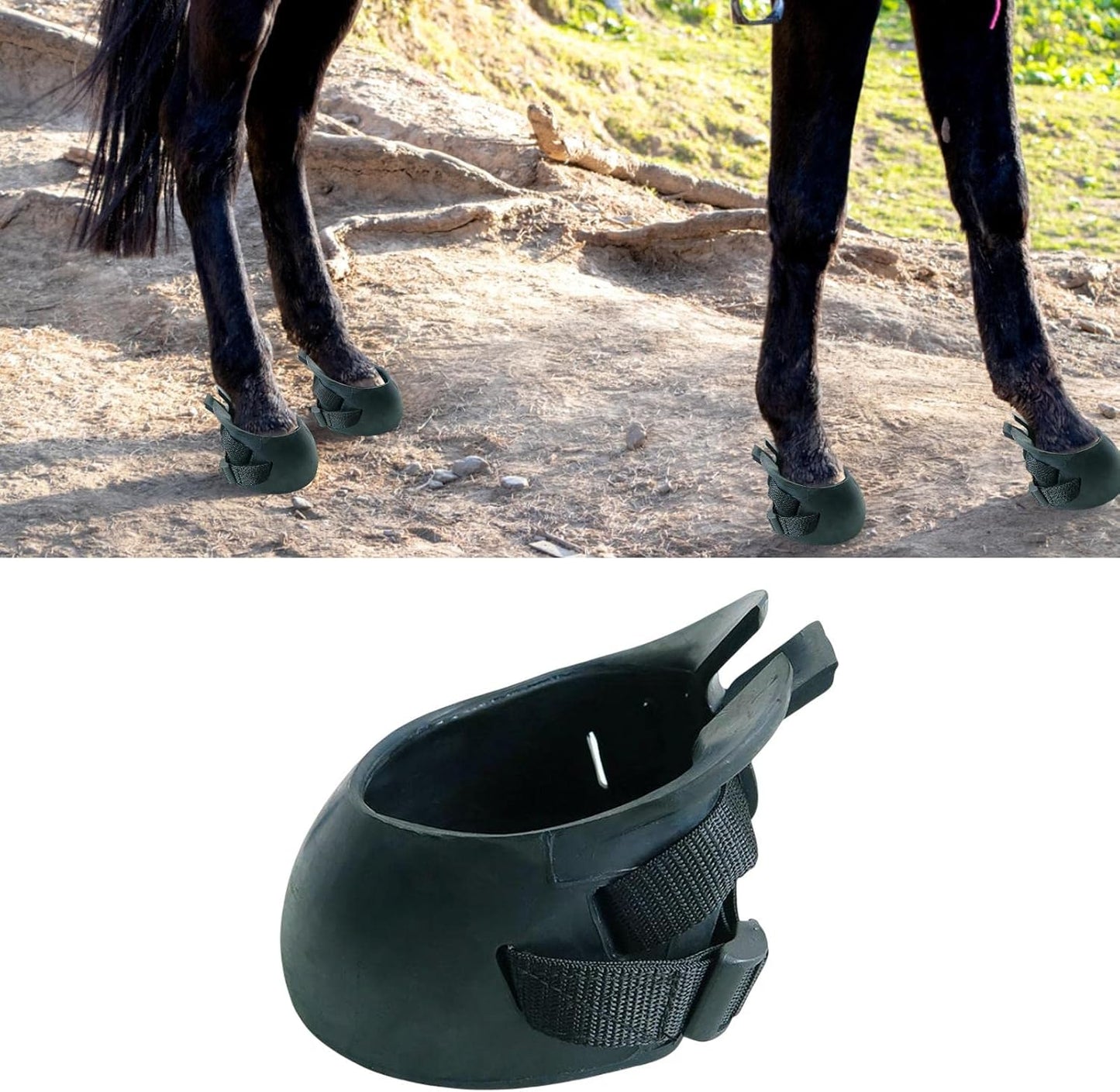 Horse Hoof Boots Sturdy Comfortable Protective Cover Equine Hoof Protector Horses Protection Rubber for Riding Training Equestrian Supplies, L