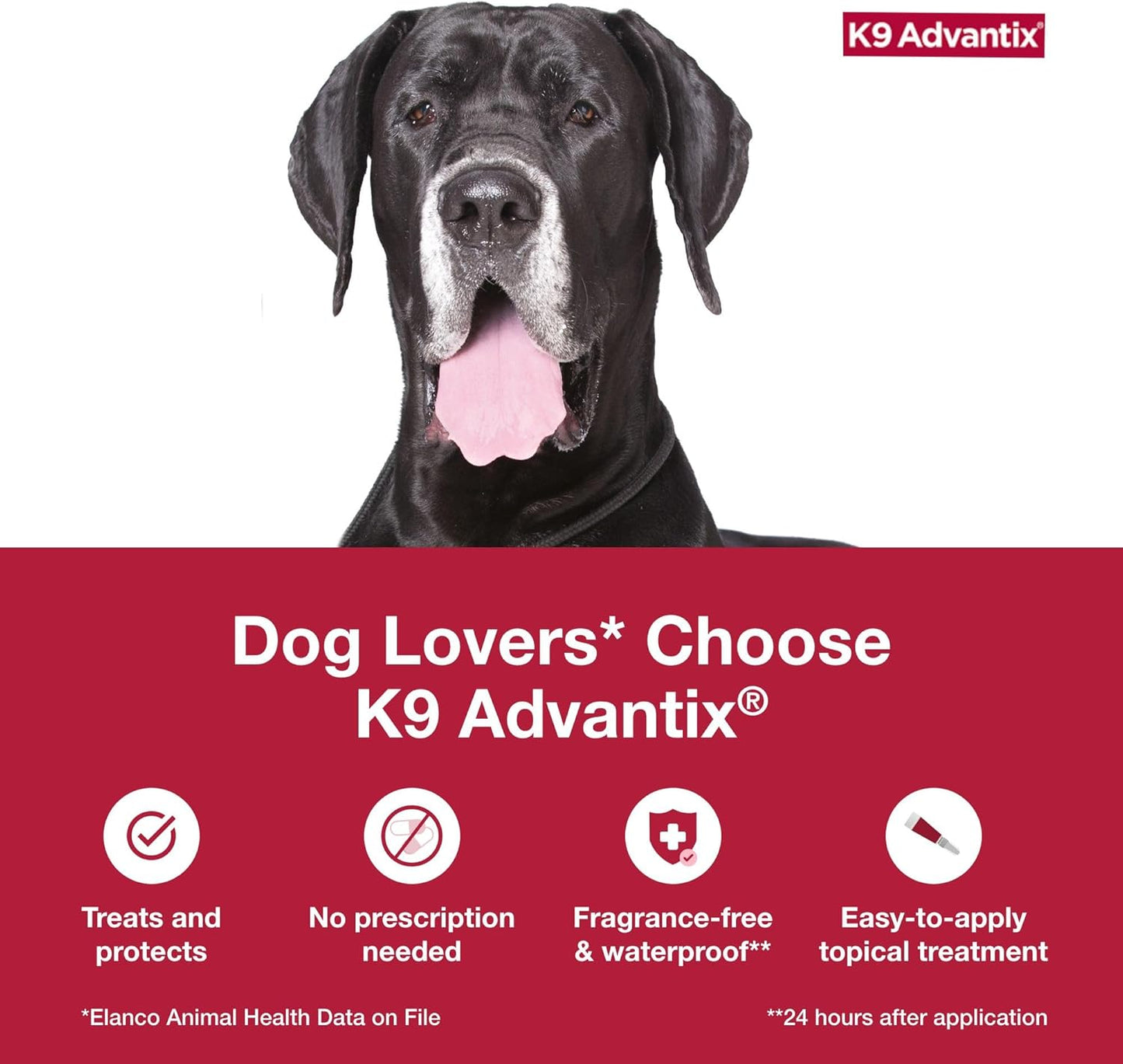 K9 Advantix Flea, Tick & Mosquito Prevention for Dogs Over 55 lbs. | Flea Drops for Extra Large Dogs | Apply Monthly | 4 Treatments (Pack of 2)