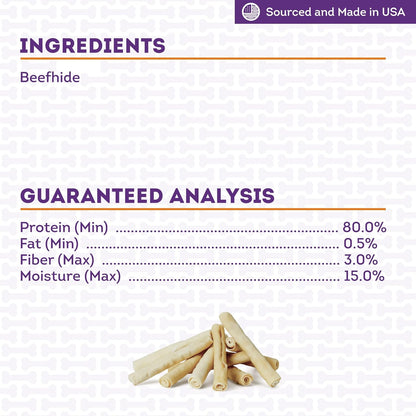 USA Beefhide Chip Rolls 10-11" Dog Chew Treats - Natural Flavor, 10 Count/2 Pack