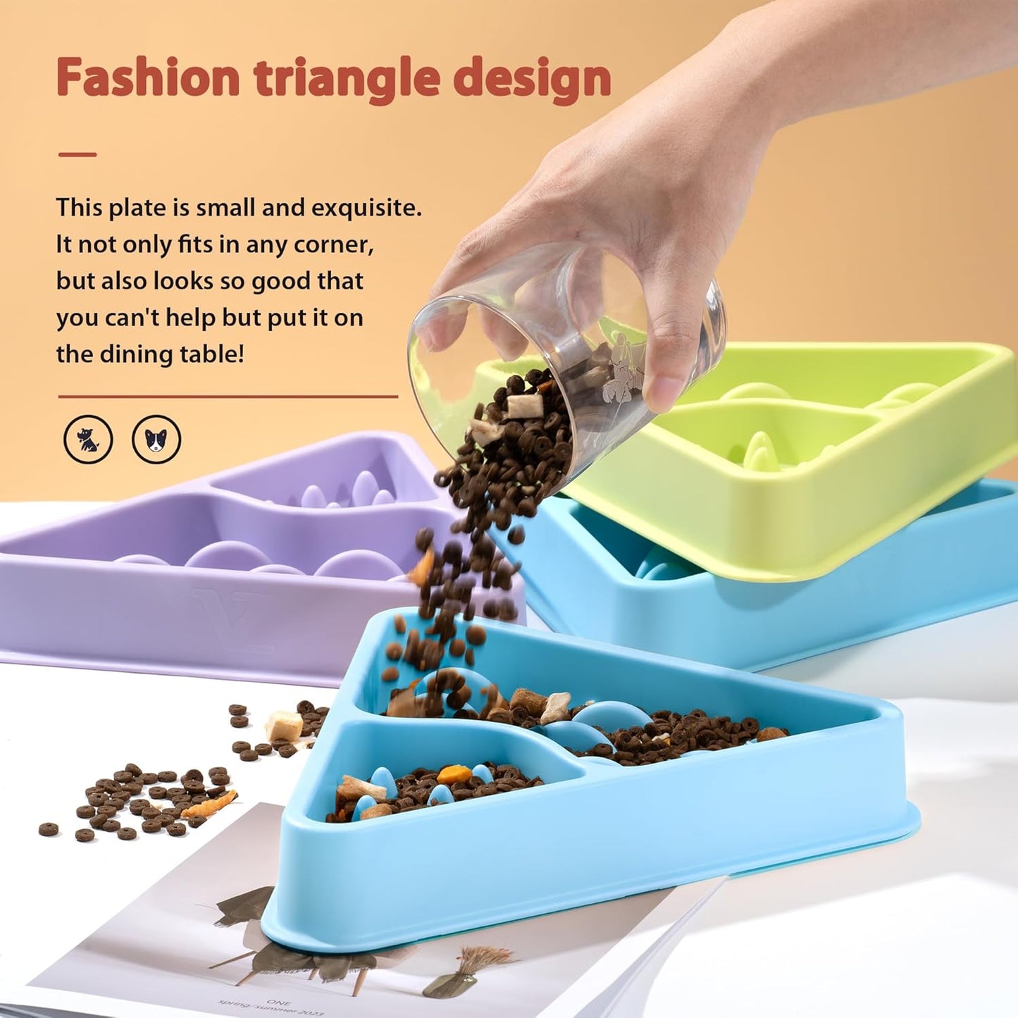 Li&Zhao Dog Slow Feeder Bowl - Dog Puzzle Feeder Slow Eating Pet Bowl Food Bowls for Small and Medium Breed Pet Puppy(Blue)