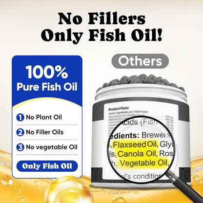 Omega 3 for Dogs – Salmon Oil for Dogs Skin & Coat Health, Fish Oil Supplement for Dog Shedding, Itch & Hot Spot Relief, Allergy Chews with EPA & DHA Fatty Acids for Skin & Joint Support - 180 Ct