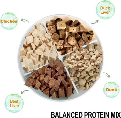 Balanced Mix Freeze-Dried Dog & Cat Treats Food Topper (2.0 oz, Beef Liver & Duck Liver Mix)