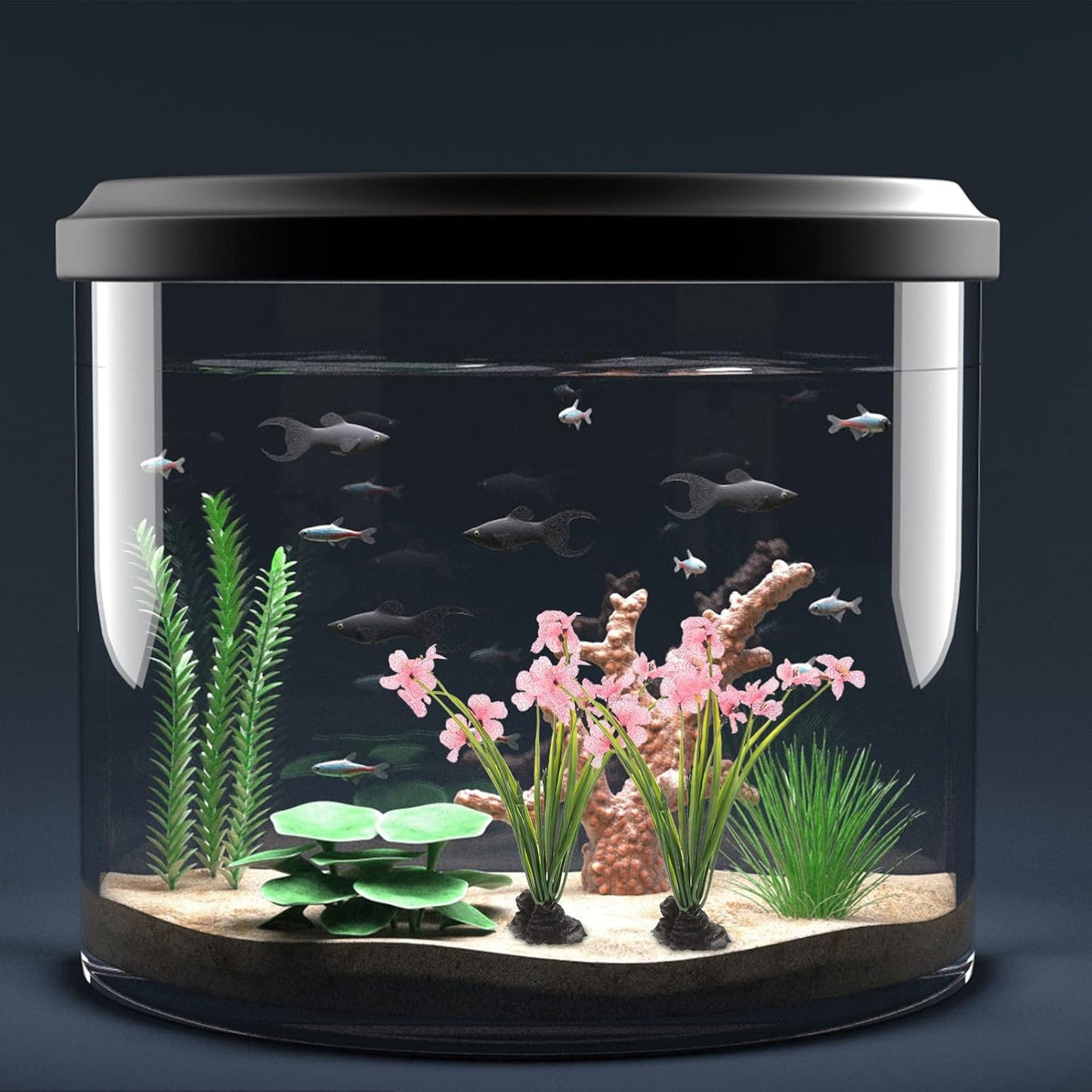 CLISPEED 2Pcs Fish Tank Decorations Realistic Plastic Plants Aquarium Artificial Aquatic Plant for Fish Tank Landscaping Aquarium Decoration (Pink)