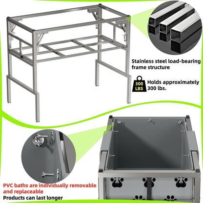 Foldable Elevated Dog Bathtub with Drain 300 lb Capacity Portable Pet Shower Wash Station for Bathing Grooming Small Medium and Large Dogs, and Indoor Outdoor Use (1 PVC-TUB-L)