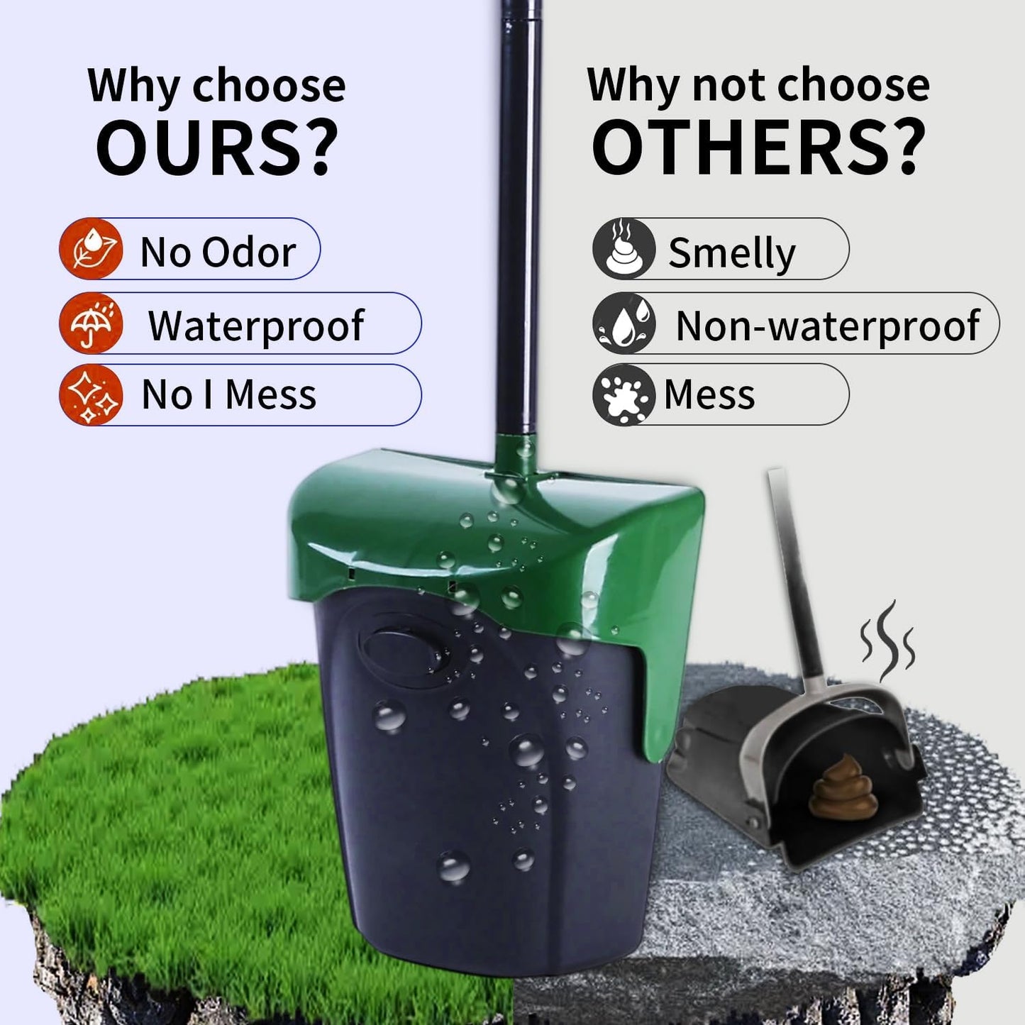 Pooper Scooper Large Swivel Bin & Rake with 160 Waste Bags,Heavy Duty Dog Pooper Scooper with Bag Attachment for Dogs, Long Handle Poop Scooper with Lid for Yard, Grass, Gravel(Dark Green)