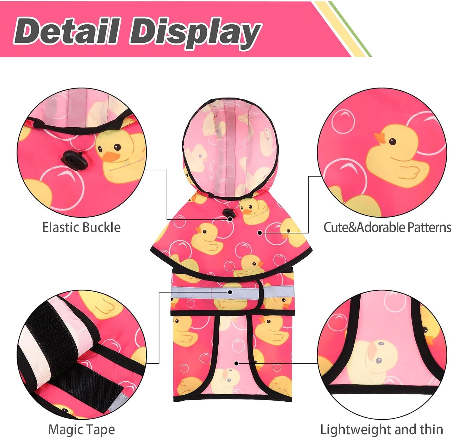 KOOLTAIL Dog Raincoat Hooded Slicker Poncho with Leash Hole, Dog Raincoat for Small Medium Dogs,Waterproof Plush Fleece Lining Pet Rain Jacket with Reflective Adjustable Strip Puppy Rainwear Pink S