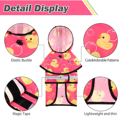 KOOLTAIL Dog Raincoat Hooded Slicker Poncho with Leash Hole, Dog Raincoat for Small Medium Dogs,Waterproof Plush Fleece Lining Pet Rain Jacket with Reflective Adjustable Strip Puppy Rainwear Pink S