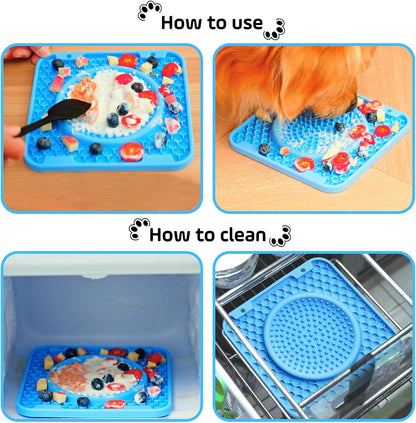 Dog Lick Mats for Large Dogs and Cats,Thicker BPA Free 3 in 1 Lick Mat Crate Training Aid for Puppies,Dog Lick Bowl,Peanut Butter Licking Pads for Dogs Boredom and Anxiety Relief