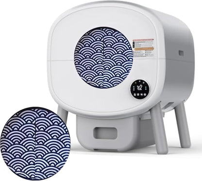 Smart Cat Litter Box Privacy Door - Odor & Tracking Control Curtain for Automatic Cat Litter Boxes - Fits 10-Inch Round Openings - Easy Installation, Keeps Home Fresh & Clean (WaveBlue)