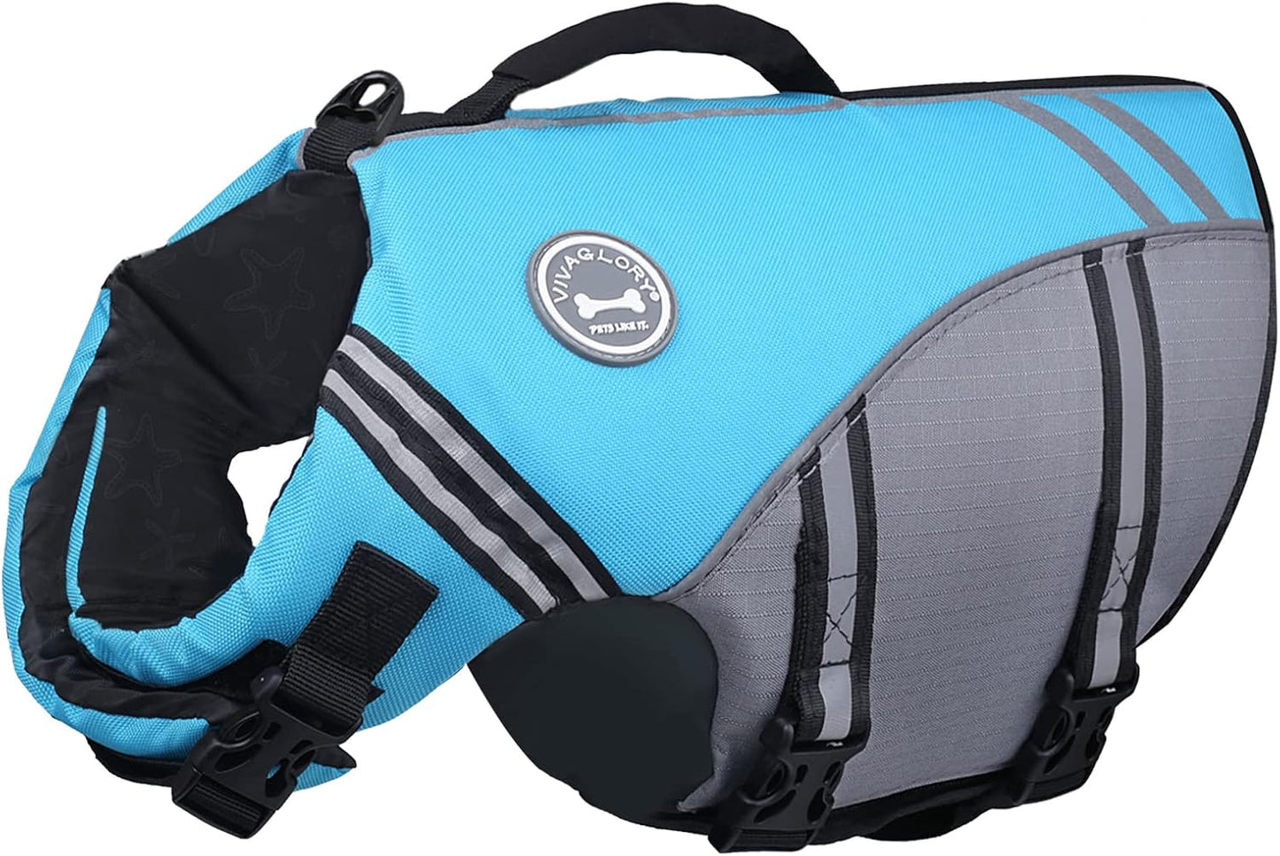 VIVAGLORY Sports Style Dog Life Vest, Dog Life Jacket for Swimming & Boating, Ripstop & Buoyancy for Puppy Doggy, Lifejacket with Handle, XL, Blue