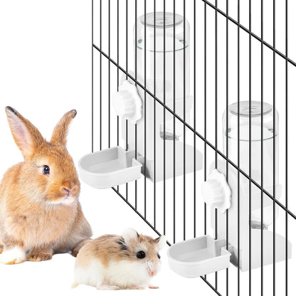 kathson 2 PCS Rabbit Water Dispenser for Cage 17 Oz Hanging Guinea Pig Water Bottle No Drip Gravity Automatic Bunny Water Bottle No Leak Small Animal Water Bottle for Chinchilla Ferret Hamster（White）