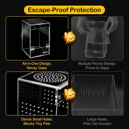 Jumping Spider Enclosure Kit,Escape Proof Reptile Tank,Transparent Acrylic Bug Habitat,Praying Mantis Terrariums,Arboreal Tarantula Cribs Cage,Insect Starter Container,Critter Keeper Large