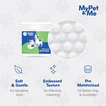 My Pet & Me Dog & Cat Eye Cleaning Wipes – 120 Ct | Tear Stain Remover | Natural Plant-Based Pet Wipes | Gentle Grooming Cloths for Daily Eye Care